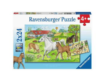 Puzzle Sestavljanka Ravensburger Konji na kmetiji 2×24 delna 078332