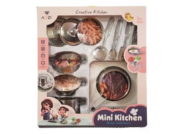 Otroška mini kuhinja z posodo in keramično ploščo